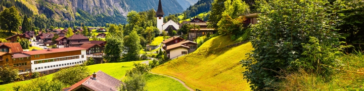 Scenic view of alpine village in Switzerland