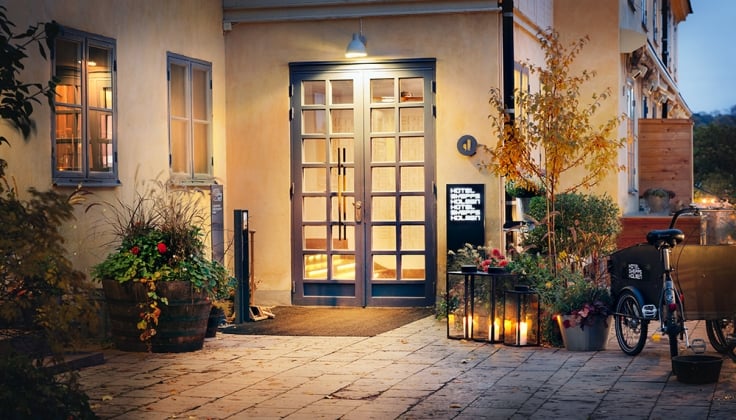hotel skeppsholmen exterior at night