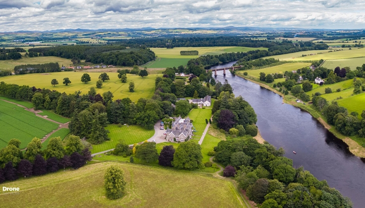 Aerial view of the Ballathie House Hotel
