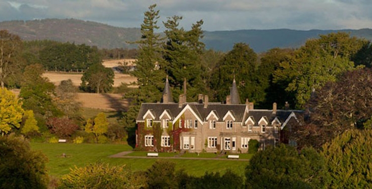Aerial side view of the Ballathie House Hotel