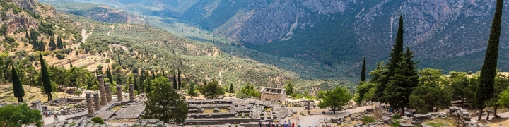 Overlook of ruins in Athens, Greece